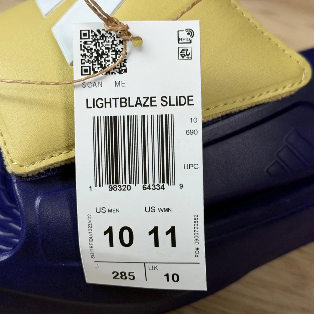 Adidas Lightblaze Slides Mens 10 Purple Yellow Washington Huskies NCAA IH7123